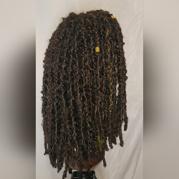 New Handmade Buttefly Locs Lace Frontal Wig- 14 inches, Color #4 - Picture 8 of 11